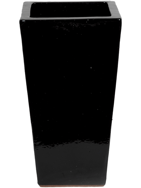 Moderní keramický květináč Plain, Kubis Black Shiny 33x33x60cm