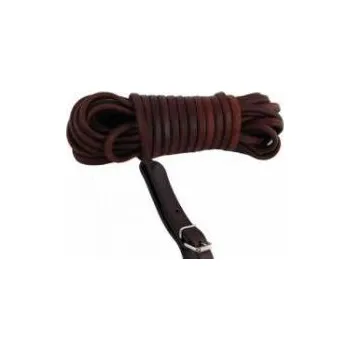 Vodítko pro psa Zubíček - výroba loveckých potřeb Barvářská šňůra kulatá s přezkou - 6mm - hnědá - Délka 6 m