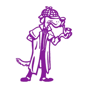 Polep vozidla SAMOLEPKA Pes 187 pravá detektiv s dýmlou (14 - fialová) NA AUTO, NÁLEPKA, FÓLIE, POLEP, TUNING, VLASTNÍ TEXT, TISK, AUTOSAMOLEPKY.cz, POLEPY, OBRÁZEK, LOGO, SAMOLEPKY