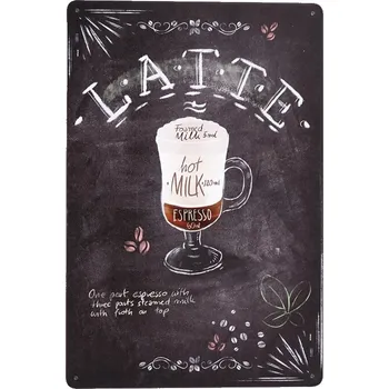 Plechová cedule Kovová cedule Latte recipe