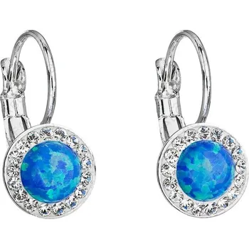 Šperk Stříbrné náušnice s kamínky - modrý opál (Stříbrné náušnice s opálem)