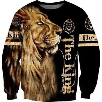 Pánská mikina Mikina unisex s potiskem lva 3D lion Velikost: S, Barva (Varianta): Mikina