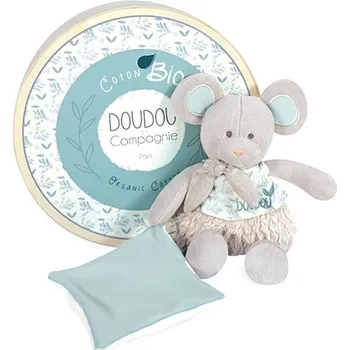 Hračka pro nejmenší Doudou et Compagnie Paris Doudou Dárková sada - Plyšová myška s dečkou z BIO bavlny 22 cm