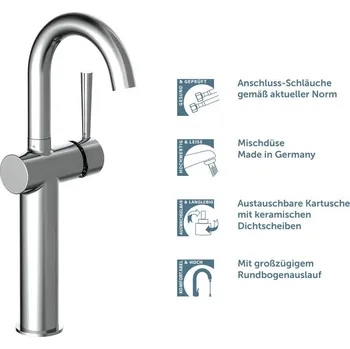 Sprchový set SCHÜTTE CORNWALL umyvadlová baterie, designová koupelnová baterie pro umyvadlo na desku, chrom | 79011
