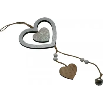 Vánoční dekorace Dekorace závěsná srdce a rolnička 20cm 3001129