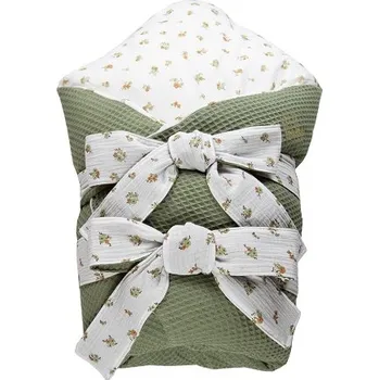 Zavinovačka ENIE BABY péřová zavinovačka VAFLOVÁ 80x80cm Khaki/Květy
