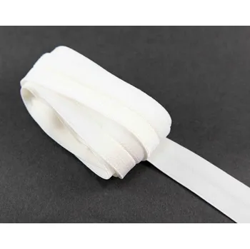 Textilní guma Lemovací pruženka - půlená - lesklá - matná - lomená bílá - šířka 2 cm