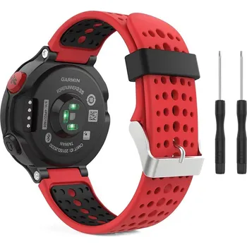 Příslušenství k chytrým hodinkám eses Silikonový řemínek pro Garmin dírkovaný - Červeno černý, 15 mm