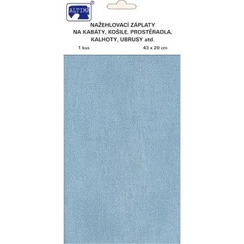 Velké riflove nažehlovací záplaty - světle modrá - visačka