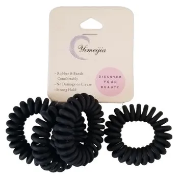 Spirálová gumička do vlasů - matná černá (4 ks)