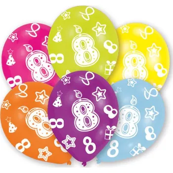 Balónek Balónky k 8. narozeninám 6 ks, 27,5 cm