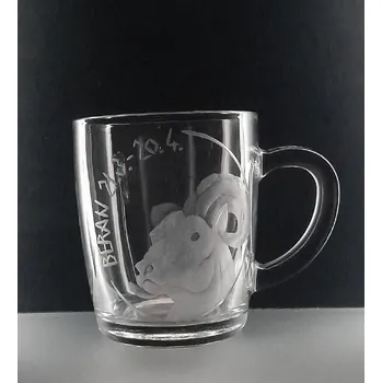 Hrneček 300ml znamení Beran - ručně ryté (broušené) dárková krabička