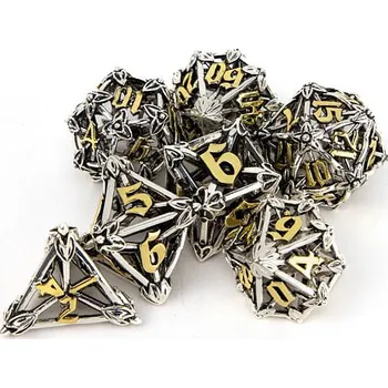 Příslušenství k deskovým hrám imago Sada kovových kostek Hollow - Květy, barva zlatá