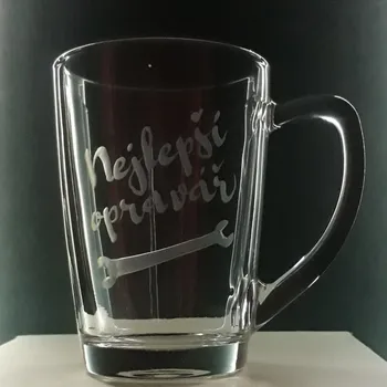 Hrnek skleněný na čaj 250ml - Nejlepší opravář - ručně ryté (broušené), dárková krabička