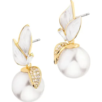 Náušnice Pozlacené náušnice z mosazi s perlami a zirkony - AR534-5591