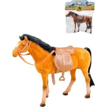 Figurka Koník fliškový 25cm se sedlem a otěžemi 2 barvy v sáčku flíska