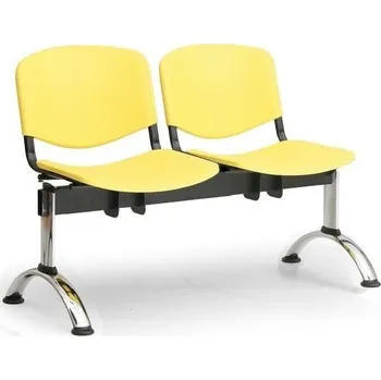 Plastová lavice žlutá ISO Biedrax LC9681ZL - podnož chromovaná, 2-místná