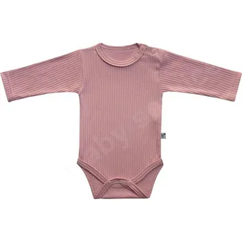 Kojenecký body Baby Service Bavlněné body dlouhý rukáv Pruhy růžová Vel. 68