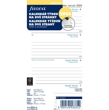 Náplň do diáře Filofax Náplň A6 týdenní 2024