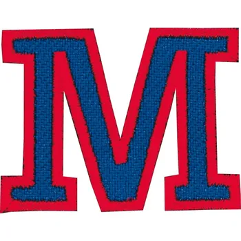 Nažehlovací vyšívané písmenko M - modré, výška 3 cm