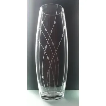 Váza křišťálová váza 26,5cm s rytinou korale - ručně ryté (broušené), dárek pro ženu