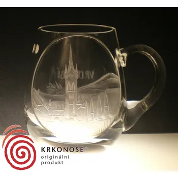 Sklenice půllitr s rytinou Vrchlabí - ručně ryté (broušené)