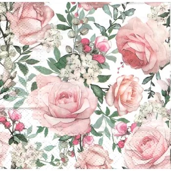 Papírový ubrousek UBR-F50, Ubrousek, 12,5x12,5 cm, RŮŽE, 1 kus