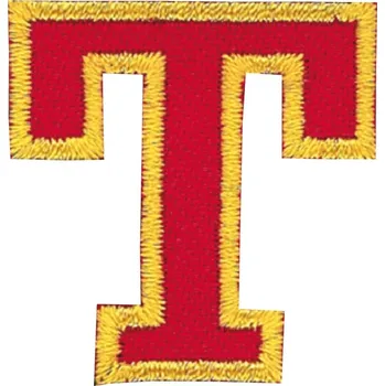 Nažehlovací vyšívané písmenko T - červené, výška 3 cm