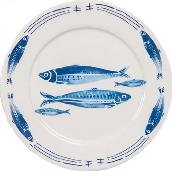 Talíř Porcelánový dezertní talíř s rybkami Fish Blue
