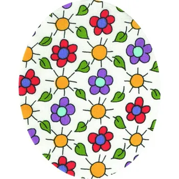 Nažehlovací záplaty oválky s potiskem - kytičky fialové