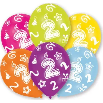Balónek Balónky ke 2. narozeninám 6 ks, 27,5 cm
