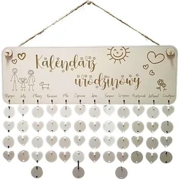 Party dekorace VypálímTi.cz Dřevěný rodinný kalendář na zeď (PL) 2 45cm