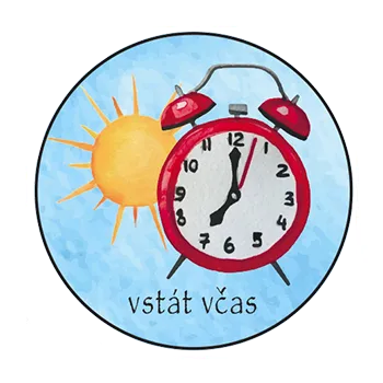 magnetka pro dítě Magnetka pro děti – Vstát včas, ručně malovaná, 37 mm