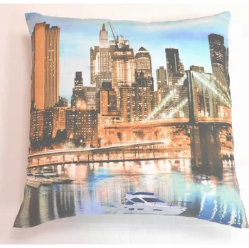 Povlak na polštářek 3D povláček na polštářek APEX - Město s lodí - Povláček na polštářek