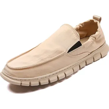 Pánské mokasíny Prodyšné pánské boty loafers plátěné Barva: Béžová, Velikost: 46