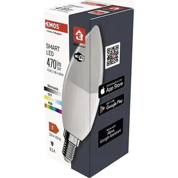 Žárovka EMOS Chytrá LED žárovka GoSmart svíčka E14 4,8 W (40 W) 470 lm RGB stmívatelná Wi-Fi