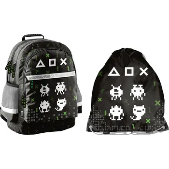 Školní batoh Paso Školní set tříkomorový batoh + vak na záda Game