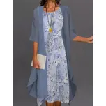 Večerní set 2v1 na léto šaty a šifonový kardigan Velikost: 4XL, Barva (Varianta): Modrá