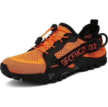 Pánské tenisky Trekové tenisky pánské turistické boty letní s nápisy Barva: Oranžová, Velikost: 43