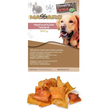 Pamlsek pro psa SlovakiaFarma Massaro Vepřová kůže sušená 500 g – zdravý pamlsek pro psy všech plemen