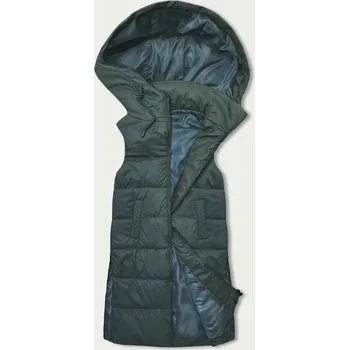 Dámská vesta Tmavě zelená dámská vesta s kapucí (B8212-10) odstíny zelené L (40)