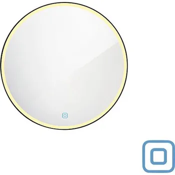 Zrcadlo Kulaté LED zrcadlo do koupelny s osvětlením Nimco Ø 60 cm v černém rámu s dotykovým senzorem IP44 ZPC 28000RV-90