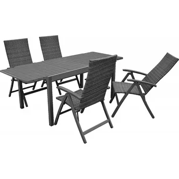Jídelní set Zahradní ratanová sestava CALVIN III. 1+4 (šedá)