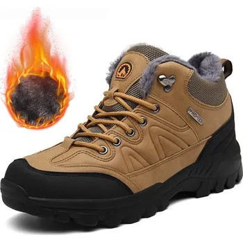 Pánská zimní obuv Vodeodolné zimné topánky pánske kožené snehule šnurovacie Barva: Hnědá, Velikost: 47