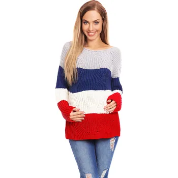 Dámský svetr PeeKaBoo Dámský těhotenský svetr Bogyilloas jeansová Univerzální