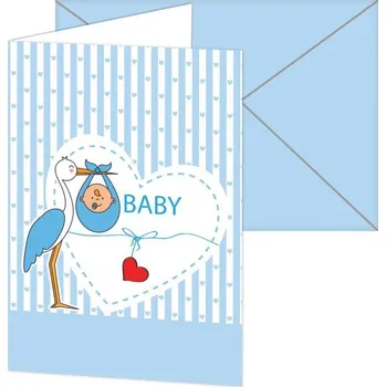 Blahopřání E s barevnou obálkou bez textu s motivem narození chlapečka, 12x17cm