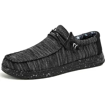 Pánské mokasíny Nazouvací pánské boty Denim vzorované Canvas Barva: Černá, Velikost: 46