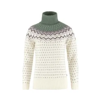 Dámský svetr Fjällräven Övik Knit Roller Neck Women Chalk White-Patina Green bílá S