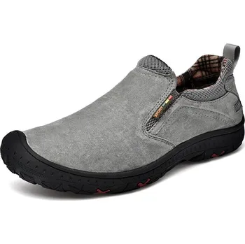 Pánské mokasíny Pánské semišové loafers handmade prodyšné boty Barva: Šedá, Velikost: 42
