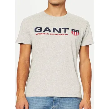 Pánské šedé triko Gant - Velikost M, Barva Šedá 25921 2003105